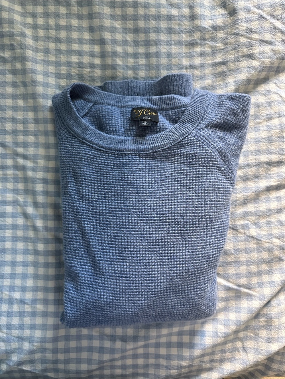 100% cashmere waffle crewneck sweater